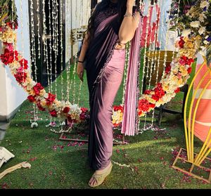 Girlish Ready To Wear Saree With Sequence Blouse