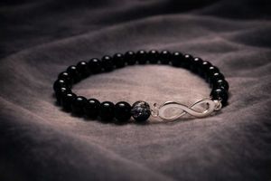 Black Beaded Infinity Bracelet