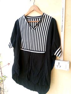 Korean Striped V-Neck Shirt Top (Women)