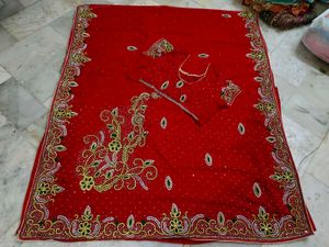 Red ♥️ Beautiful 😻 Daimond Work Saree With Blouse