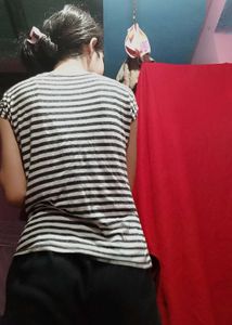 women striped crop top