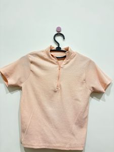 Peach Zip-Up Crop Top