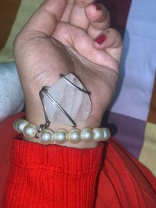 Real Rose Quarts Crystal Pendant With Pearls