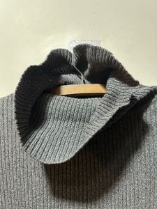 Gray Ruffle Neck Sweater