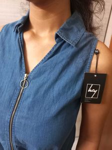 Denim Tie Top With Tags