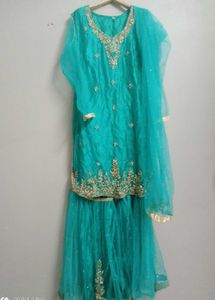Teal Embellished Gharara Suit