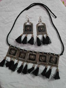 Rajasthani jewellery set of oxidised silver plated