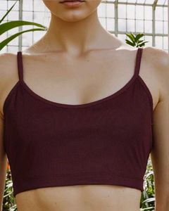 Sleeveless Ribbed Wine Crop Cami Top with Short