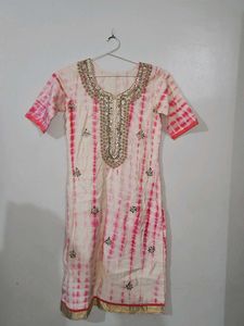 Mirror Work Pink Dye Beautiful Kurta