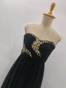Black Strapless Embellished Gown