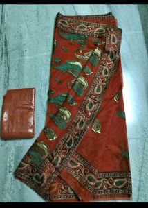 unusedElegant Orange Paisley Saree