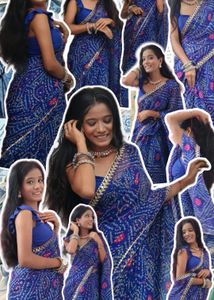 Blue Georgette Bandhani Saree