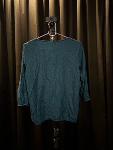 Peacock Blue Three-Quarter Sleeve Blouse