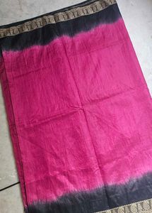 Pink &amp; Black Ship Print Saree
