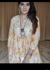 Yellow Chikan kari Top