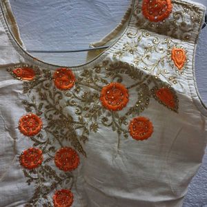 Orange &amp; Gold Embroidered Skirt