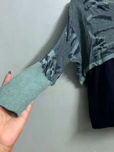 Dual-Layer Attached Knit Shrug Top