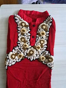 Hand EMBROIDERED RED kurti