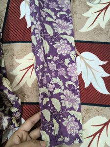Purple Floral Print Cotton Suit Set