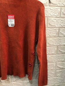 Rust-Colored Ribbed Turtleneck🕶️👜