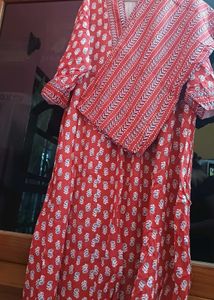 Red Printed Kurta Set