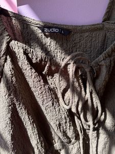 Solid Color Puff Sleeve Cinch Waist Dress