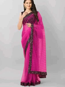 Pink Sequin Saree