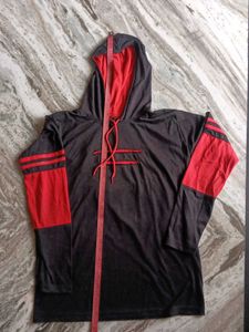 L Size Stylish Black & Red Hoodie