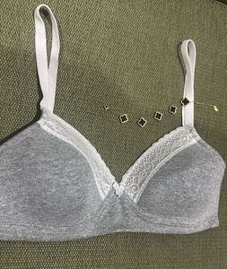 Grey Lace Trim Bra