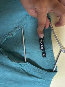 Teal Button-Down Dress