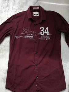 Fun-X Maroon Graphic Button-Down