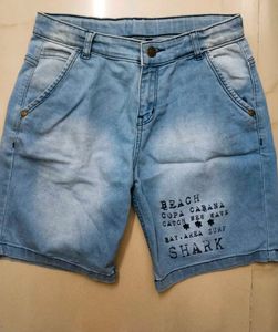 Beach Print Denim Shorts