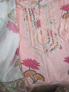 Pink Floral Kurti Set