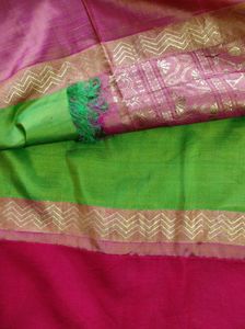 Green &amp; Pink korvai kanchipuram silk Saree