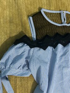 Striped Cold Shoulder Blouse