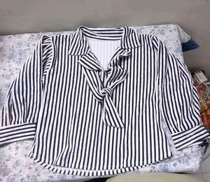 Striped Tie-Front Top