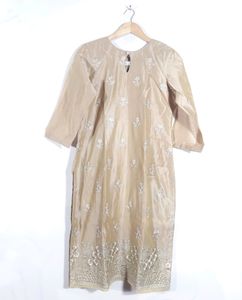 Tan Embroidery Kurta Set (Women's)