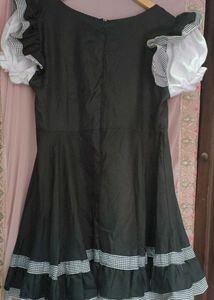 Black Dress with Gingham Trim