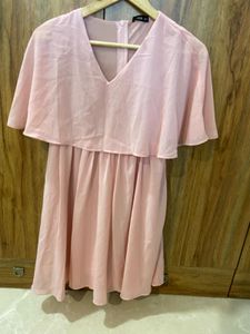 Pink Chiffon Cape Dress