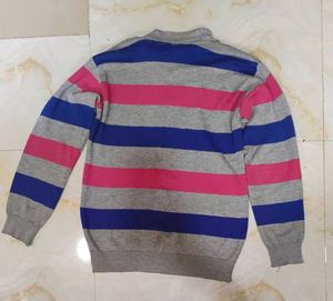 Striped Knit Quarter Zip Sweatshirt