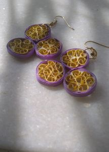 Beautiful Purle And Green Quilled Earrings