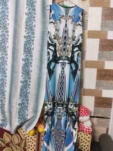 Blue &amp; White Graphic Maxi Dress