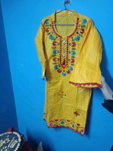 Haldi Embroidery Suit Set