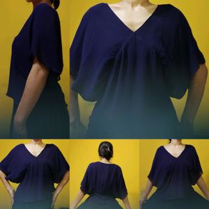 Navy Blue Butterfly Tops