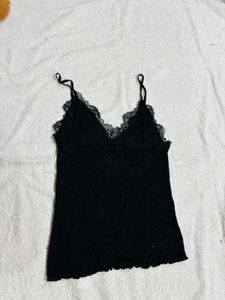 Black Lace Trim Cami Top