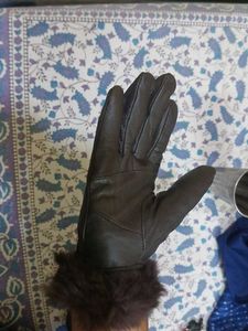 Leather Gloves with Fur Cuff
