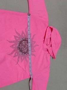 Pink Embellished Hoodie