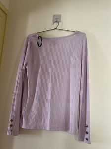 Lavender Ribbed Long Sleeve Top