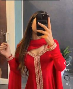 Elegant Red Anarkali Suit With🎁Freebie