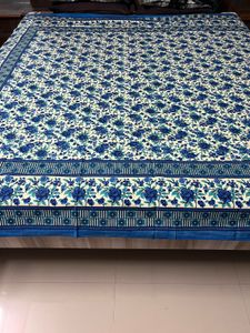 blue Floral Print double bed Bedsheet
